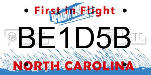 BE1D5B North Carolina License Plate