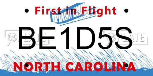 BE1D5S North Carolina License Plate