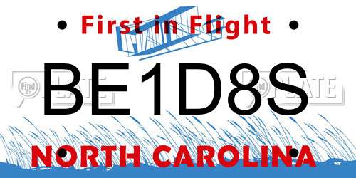 BE1D8S North Carolina License Plate