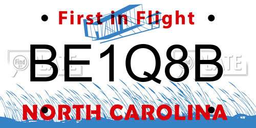 BE1Q8B North Carolina License Plate