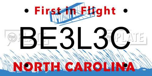 BE3L3C North Carolina License Plate