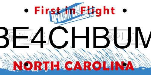 BE4CHBUM North Carolina License Plate