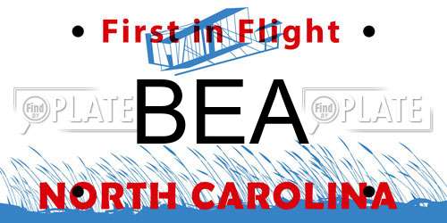 BEA North Carolina License Plate