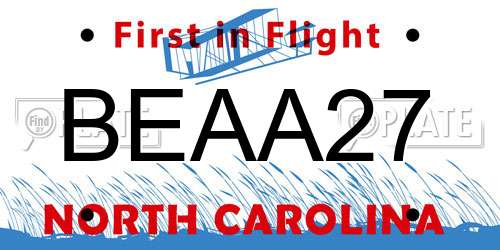 BEAA27 North Carolina License Plate