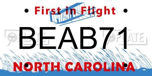 BEAB71 North Carolina License Plate