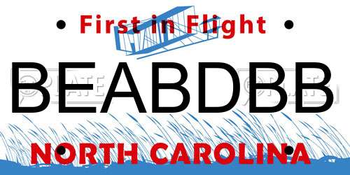 BEABDBB North Carolina License Plate