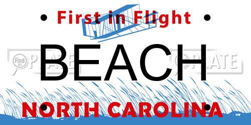 BEACH North Carolina License Plate
