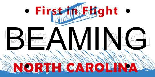 BEAMING North Carolina License Plate