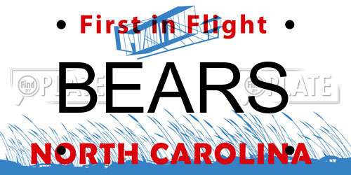 BEARS North Carolina License Plate