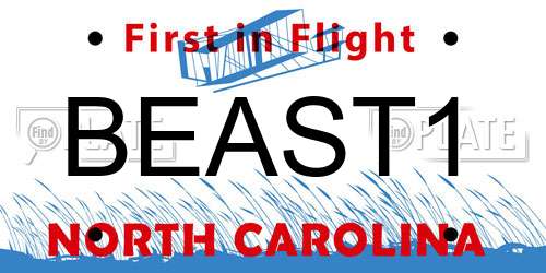BEAST1 North Carolina License Plate