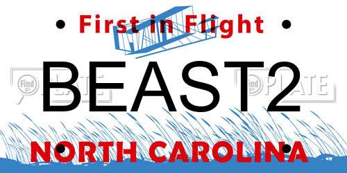 BEAST2 North Carolina License Plate
