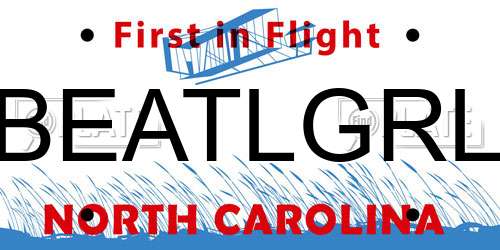BEATLGRL North Carolina License Plate