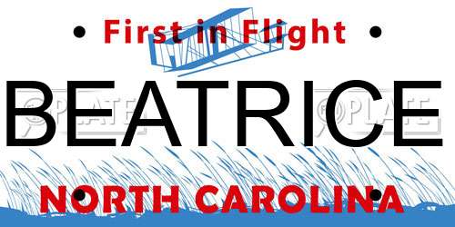 BEATRICE North Carolina License Plate