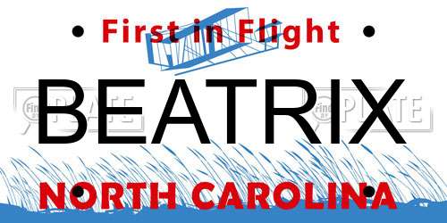 BEATRIX North Carolina License Plate