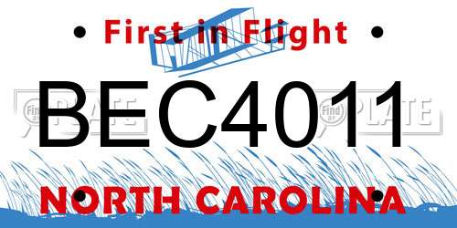 BEC4011 North Carolina License Plate
