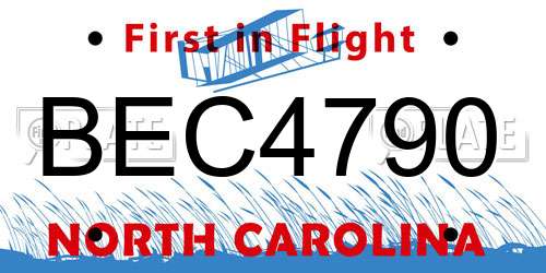 BEC4790 North Carolina License Plate