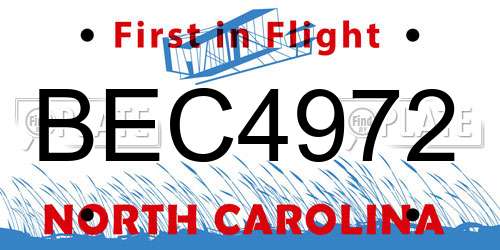 BEC4972 North Carolina License Plate