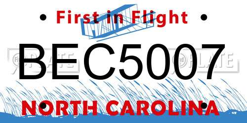 BEC5007 North Carolina License Plate