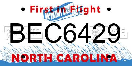 BEC6429 North Carolina License Plate