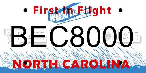 BEC8000 North Carolina License Plate