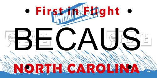 BECAUS North Carolina License Plate