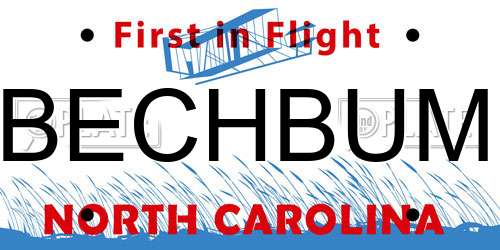 BECHBUM North Carolina License Plate