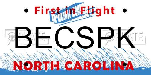 BECSPK North Carolina License Plate