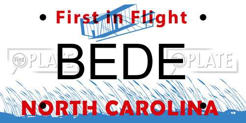 BEDE North Carolina License Plate