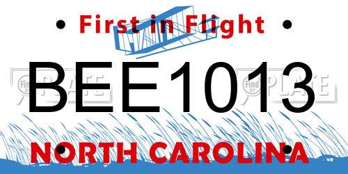 BEE1013 North Carolina License Plate