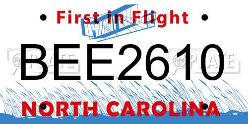 BEE2610 North Carolina License Plate