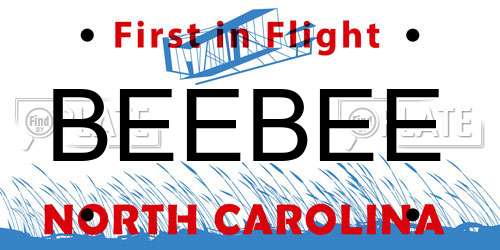 BEEBEE North Carolina License Plate