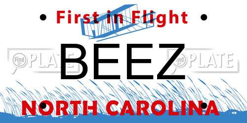 BEEZ North Carolina License Plate