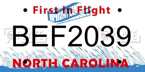 BEF2039 North Carolina License Plate