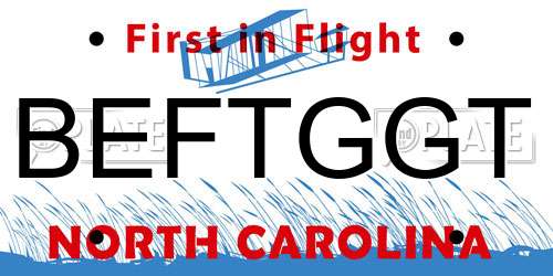BEFTGGT North Carolina License Plate