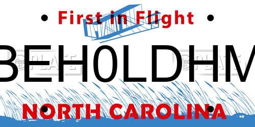 BEH0LDHM North Carolina License Plate
