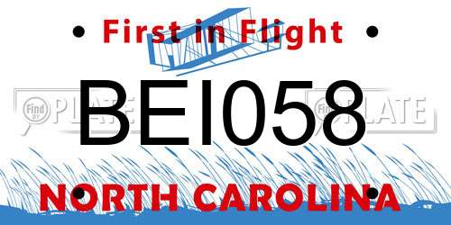 BEI058 North Carolina License Plate