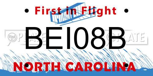 BEI08B North Carolina License Plate