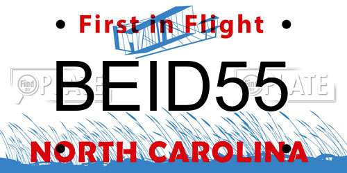 BEID55 North Carolina License Plate