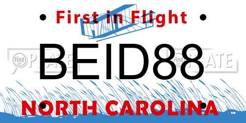 BEID88 North Carolina License Plate