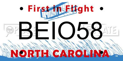 BEIO58 North Carolina License Plate