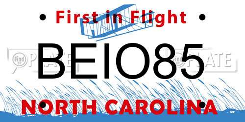 BEIO85 North Carolina License Plate