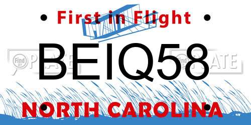 BEIQ58 North Carolina License Plate