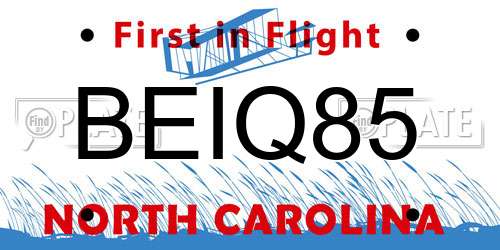 BEIQ85 North Carolina License Plate