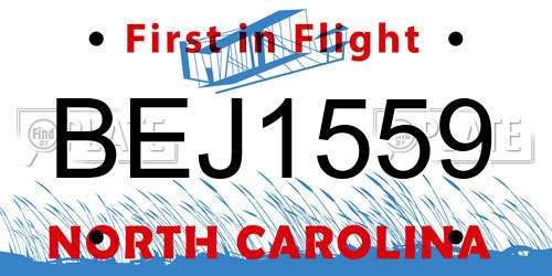 BEJ1559 North Carolina License Plate