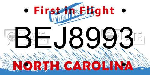 BEJ8993 North Carolina License Plate