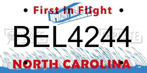BEL4244 North Carolina License Plate