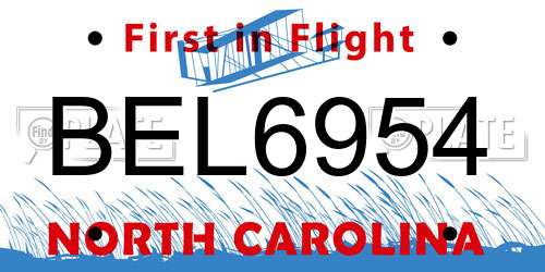 BEL6954 North Carolina License Plate