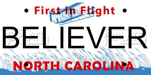 BELIEVER North Carolina License Plate