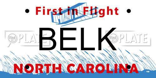BELK North Carolina License Plate