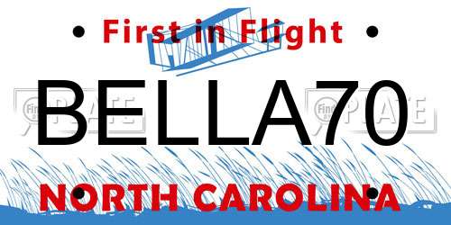 BELLA70 North Carolina License Plate